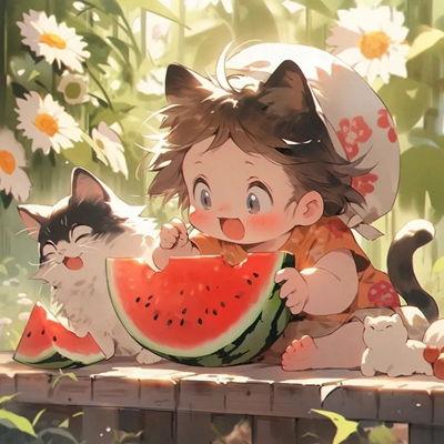 姐妹头像吃瓜卡通